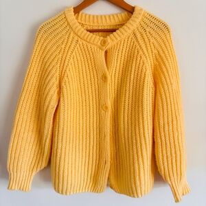 Vintage 90s Handmade Chunky Yellow Knit Cardigan